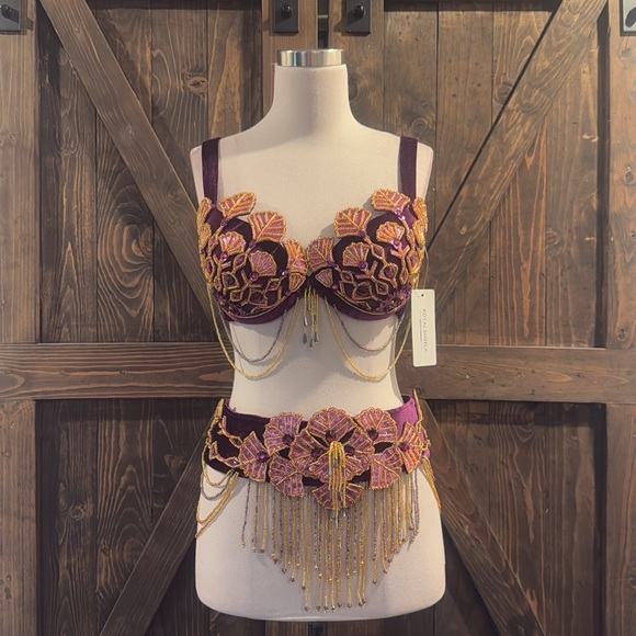 Dancewear Belly Dance Costume Bra&skirt 2pcs Set Stage Dance - Picture 7 of 16